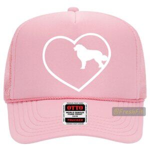 🆕Great Pyrenees Heart Foam Trucker Hat Mesh Snapback Cap Light Pink